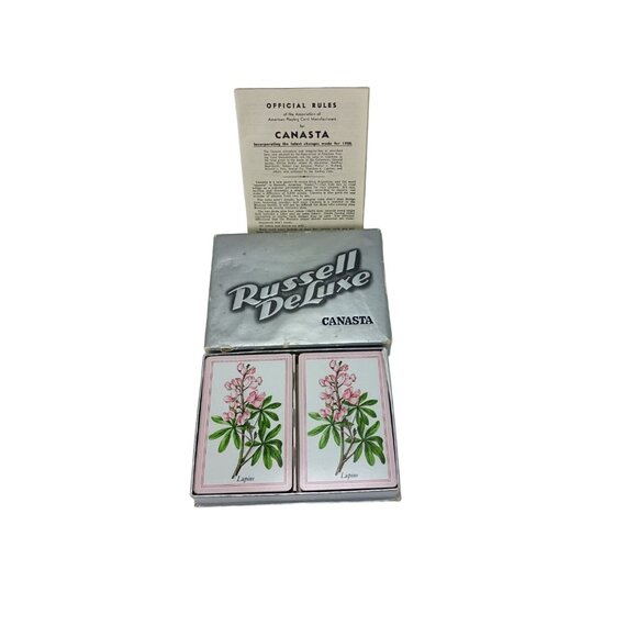 Russell Deluxe Other - Russell Deluxe Canasta Lupine Double Deck Of Playing Cards Vintage